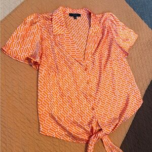 Orange Patterned Women's Top